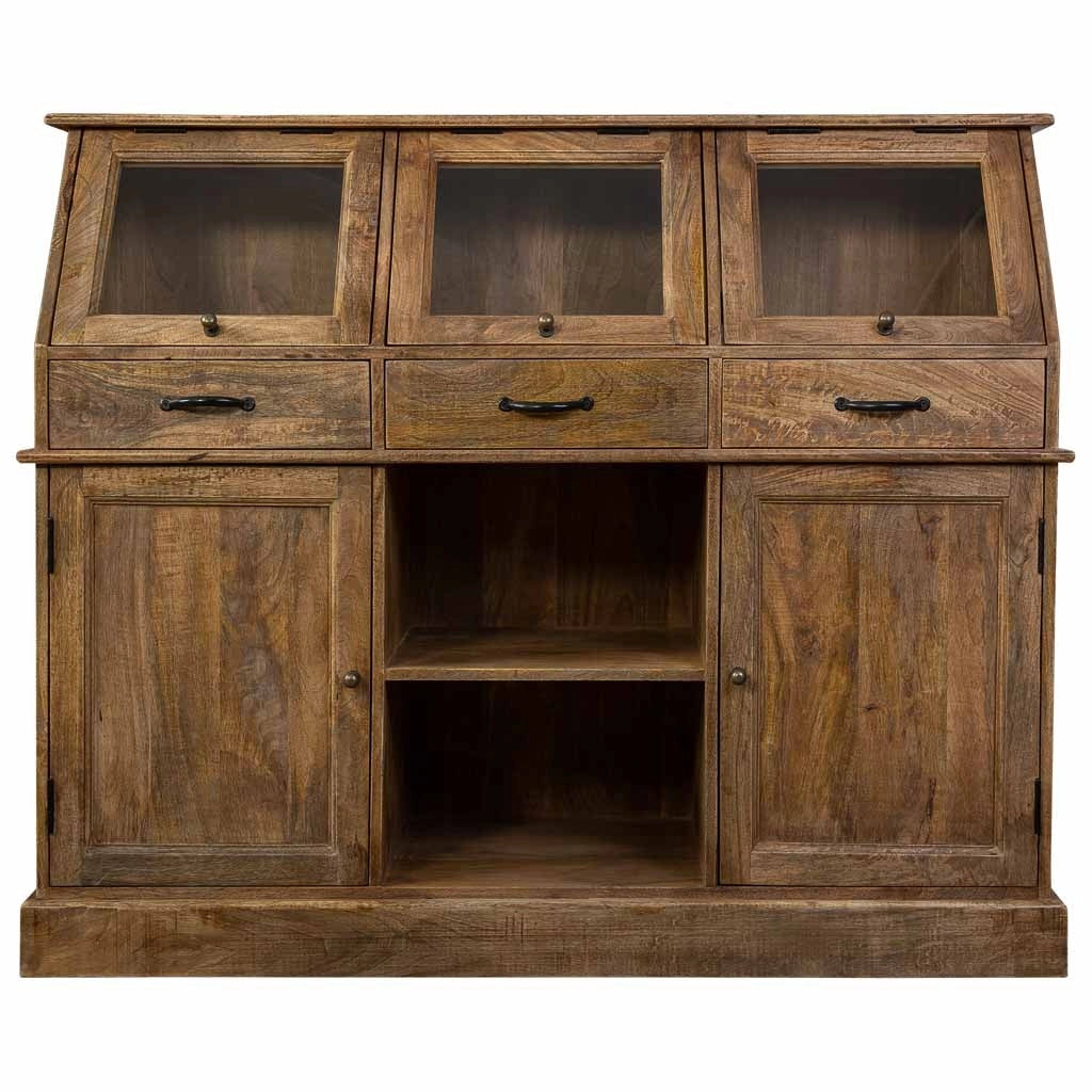 Credenza in legno invecchiato marrone 129x45x106h