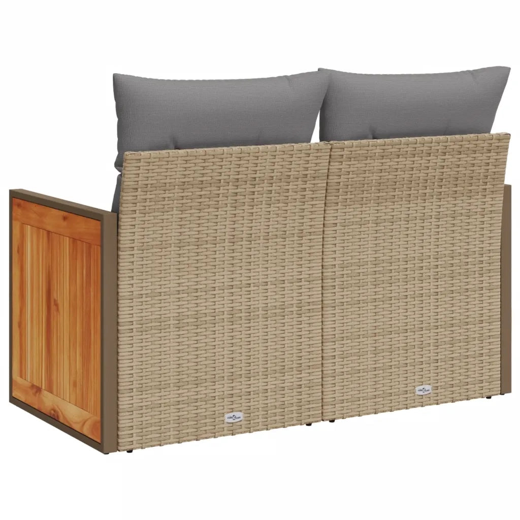 Divano da Giardino con Cuscini a 2 Posti Beige in Polyrattan 366099