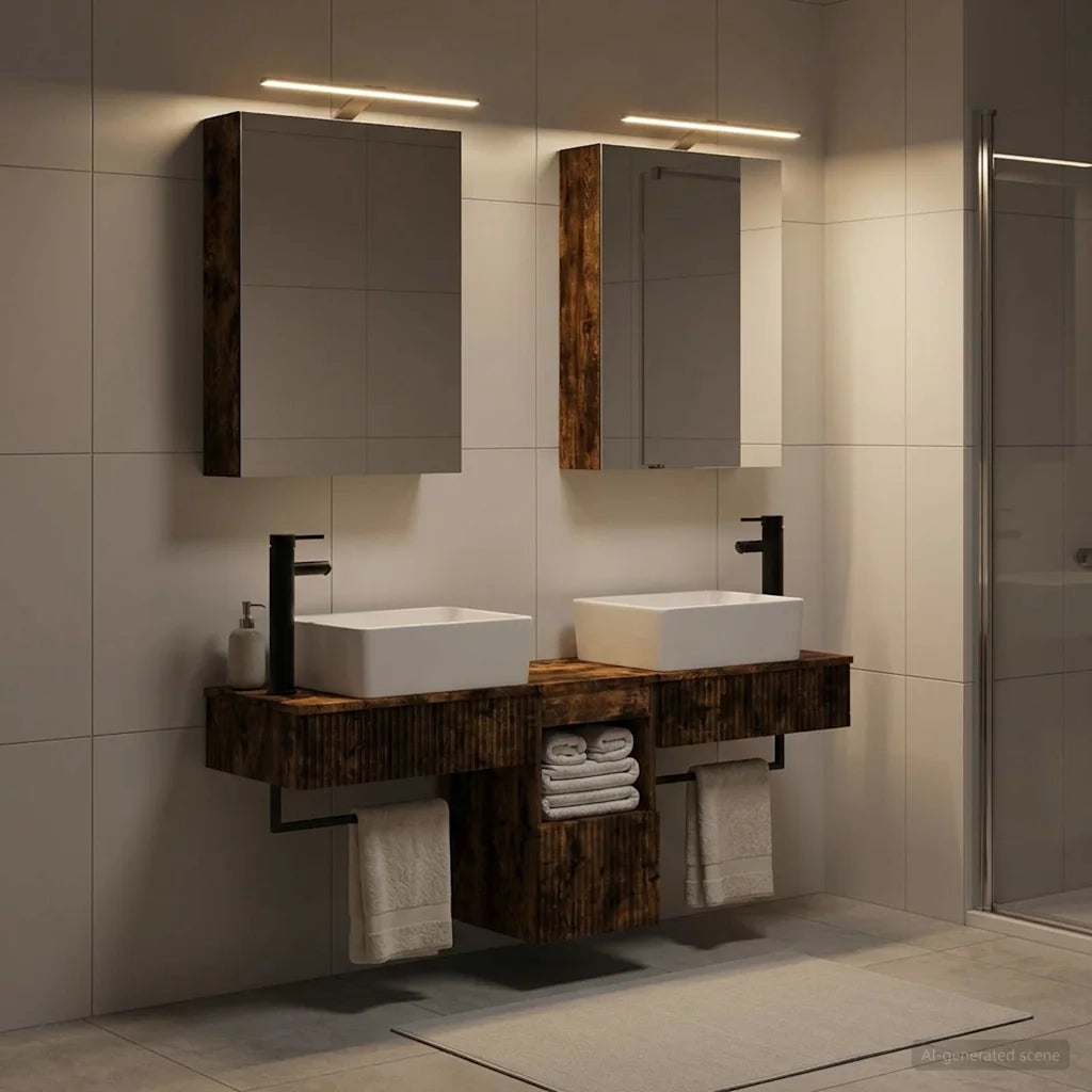 Set di Armadi da Bagno 5 pcs Rovere Fumo 50 x 14,5 x 70 cm 3406315