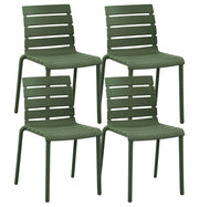 Set 4 Sedie In Polipropilene e Fibra Di Vetro Sedia Cucina Trattamento Uv Antiscolorimento Giardino Interno Esterno Moderne Robuste Resistenti Seduta Terrazzo Soggiorno Bar Ristorante Impilabili Nina-Verde