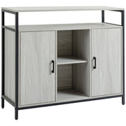 Credenza Moderna in Legno con 2 Ante e Ripiani ¨C zephmum ¨C Grigio Chiaro 100x34x87.2cm