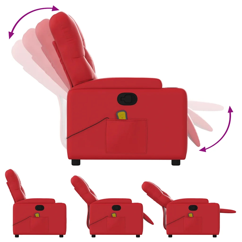 Poltrona Massaggiante | Sedia Relax Reclinabile Rossa in Similpelle