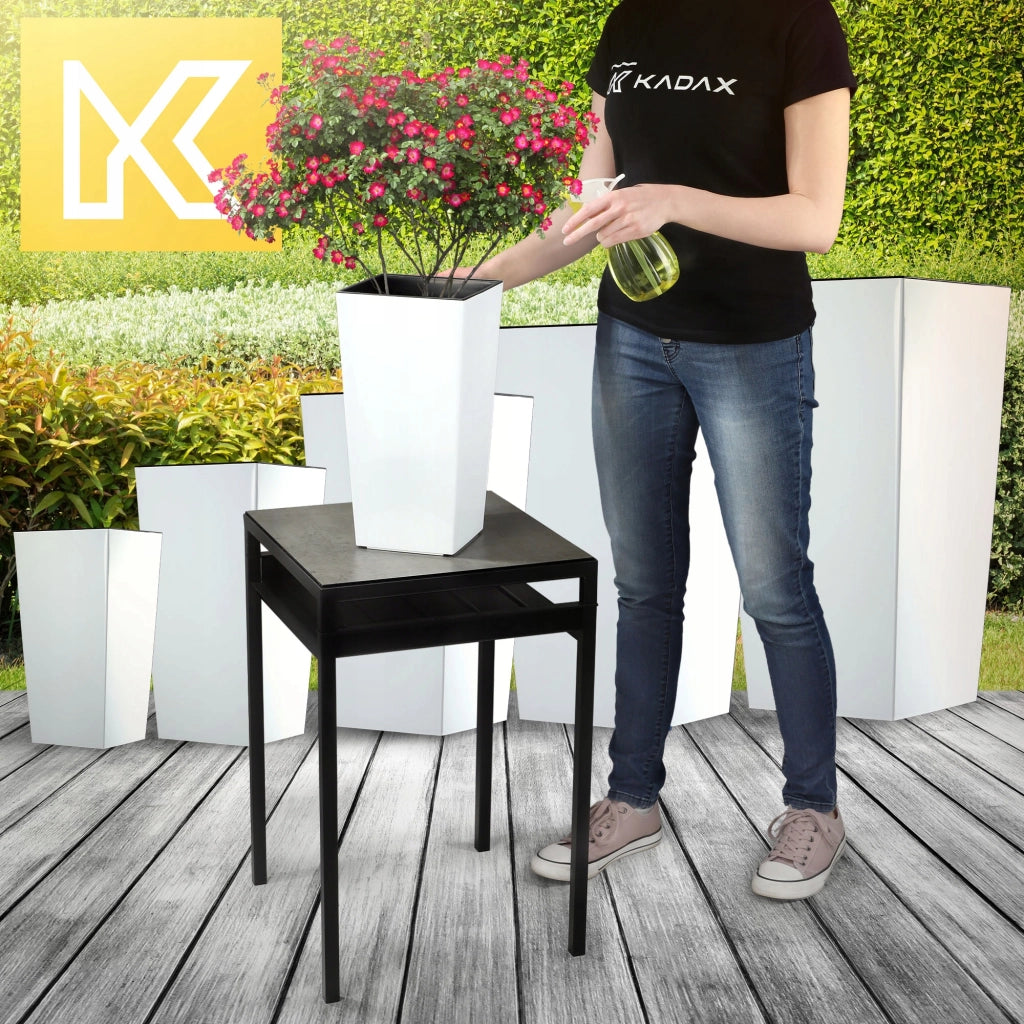 Vaso da fiori KADAX per giardino + inserto 18x36 cm, alto, bianco lucido, fiori grandi