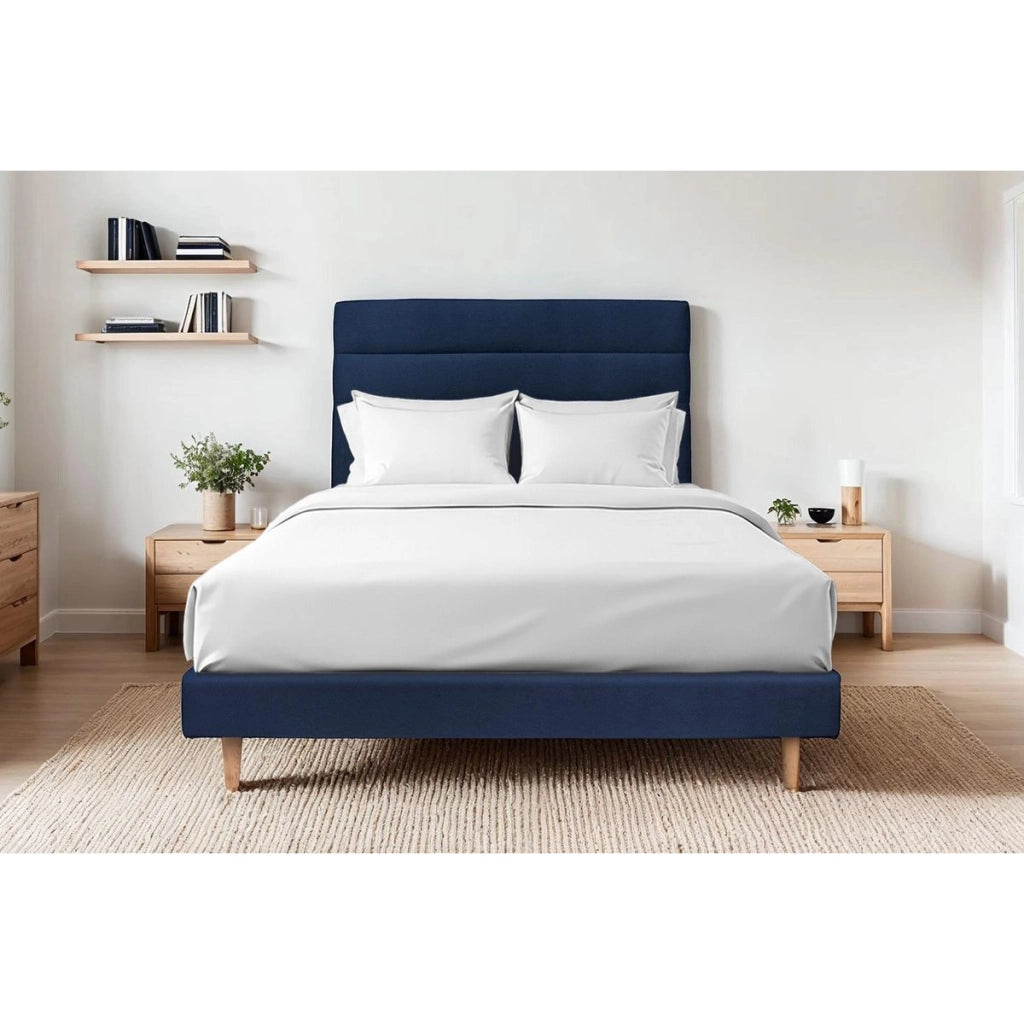 Letto 150x200 cm con testiera in linea - Tessuto velluto