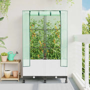 Vaso da Giardino con Copertura per Serra e Ruote 2 pz Bianco PP 3422983