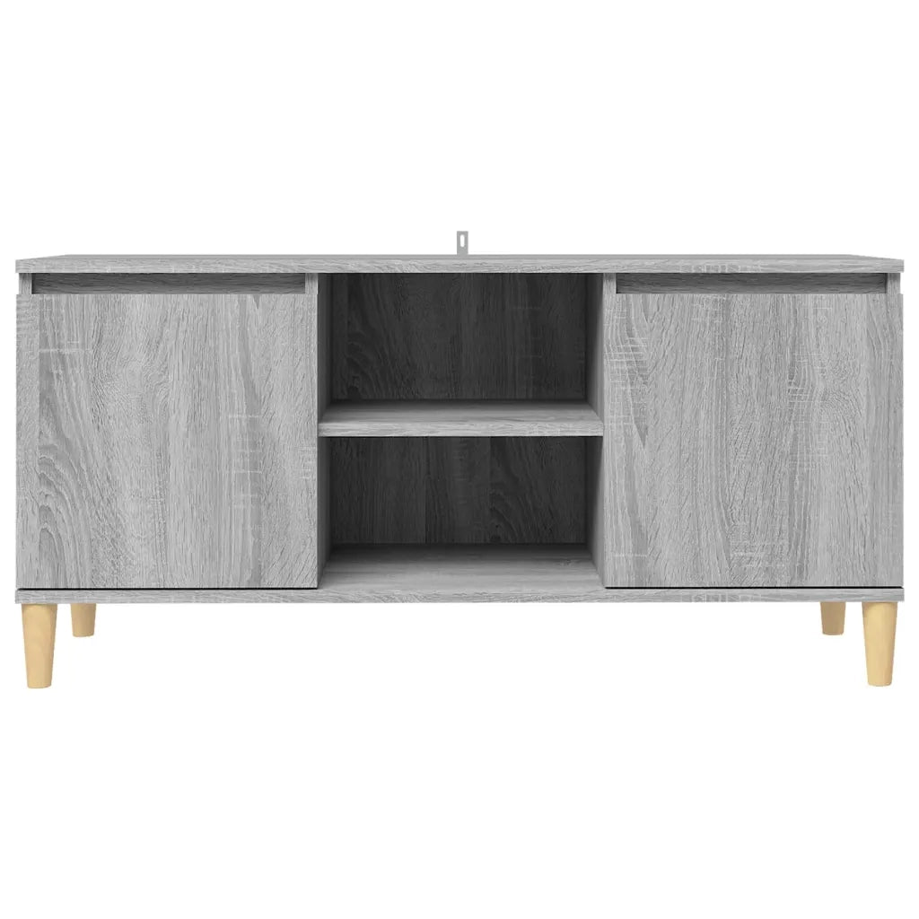 Mobile TV Gambe in Legno Massello Grigio Sonoma 103,5x35x50 cm 813159
