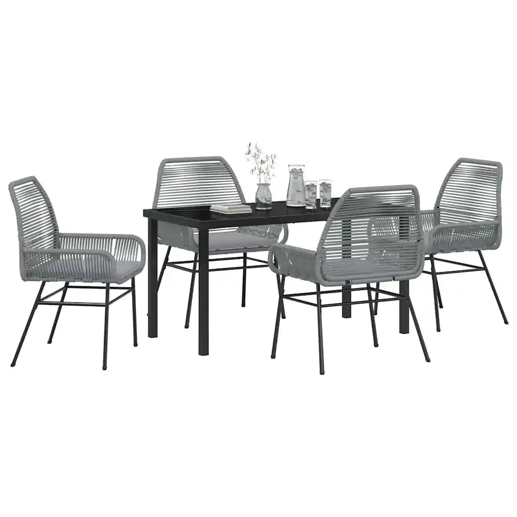 Set da Pranzo per Giardino con cuscino 5 pcs Grigio polyrattan 3380885