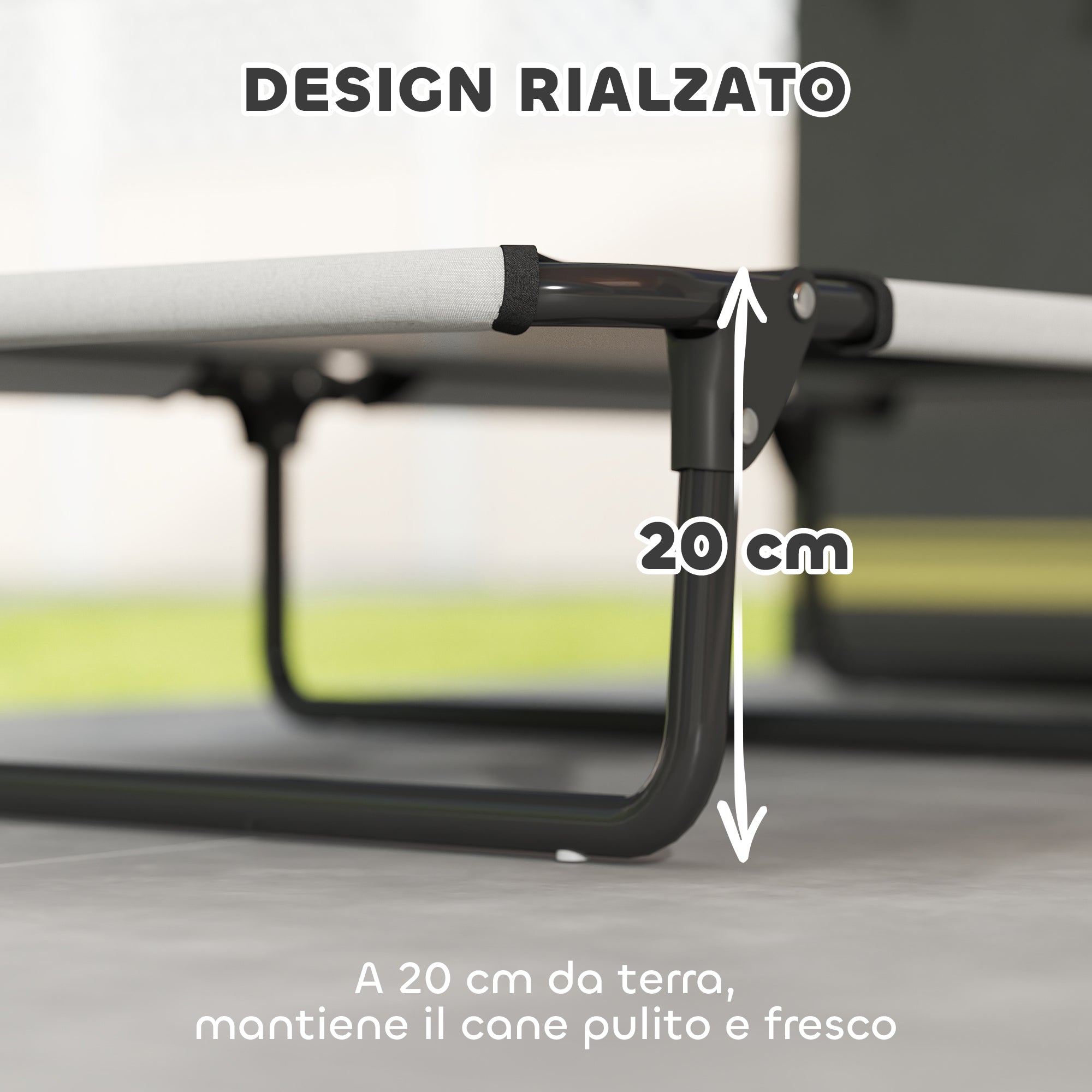 Letto per Cani Grandi Pieghevole 107x61x20 cm da Interno ed Esterno con Tessuto a Rete Grigio Chiaro