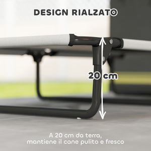 Letto per Cani Grandi Pieghevole 107x61x20 cm da Interno ed Esterno con Tessuto a Rete Grigio Chiaro