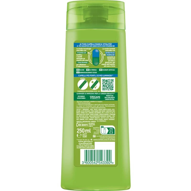 GARNIER FRUCTIS SHAMPOO 2 IN 1 PIU FORTI X3 PIU LUMINOSI 250 ML PER CAPELLI NORMALI ESTRATTO DI POMPELMO