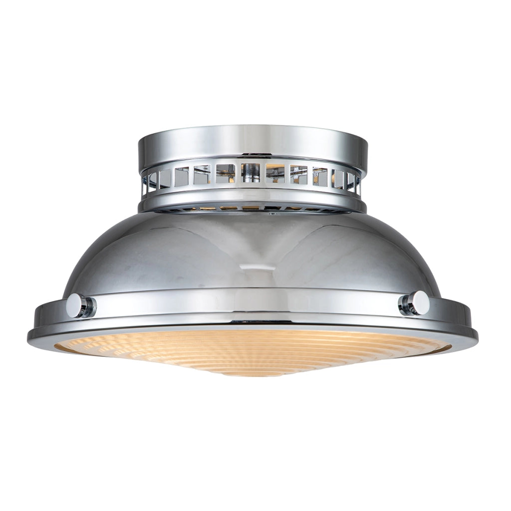 Plafoniera vintage tonda 32,4 cm 2xE27 cromo Amelia
