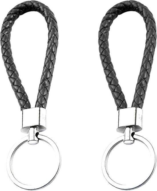Due chiavi in coda di cavallo in pelle intrecciata - portachiavi anti-perdita per auto e motocicli.