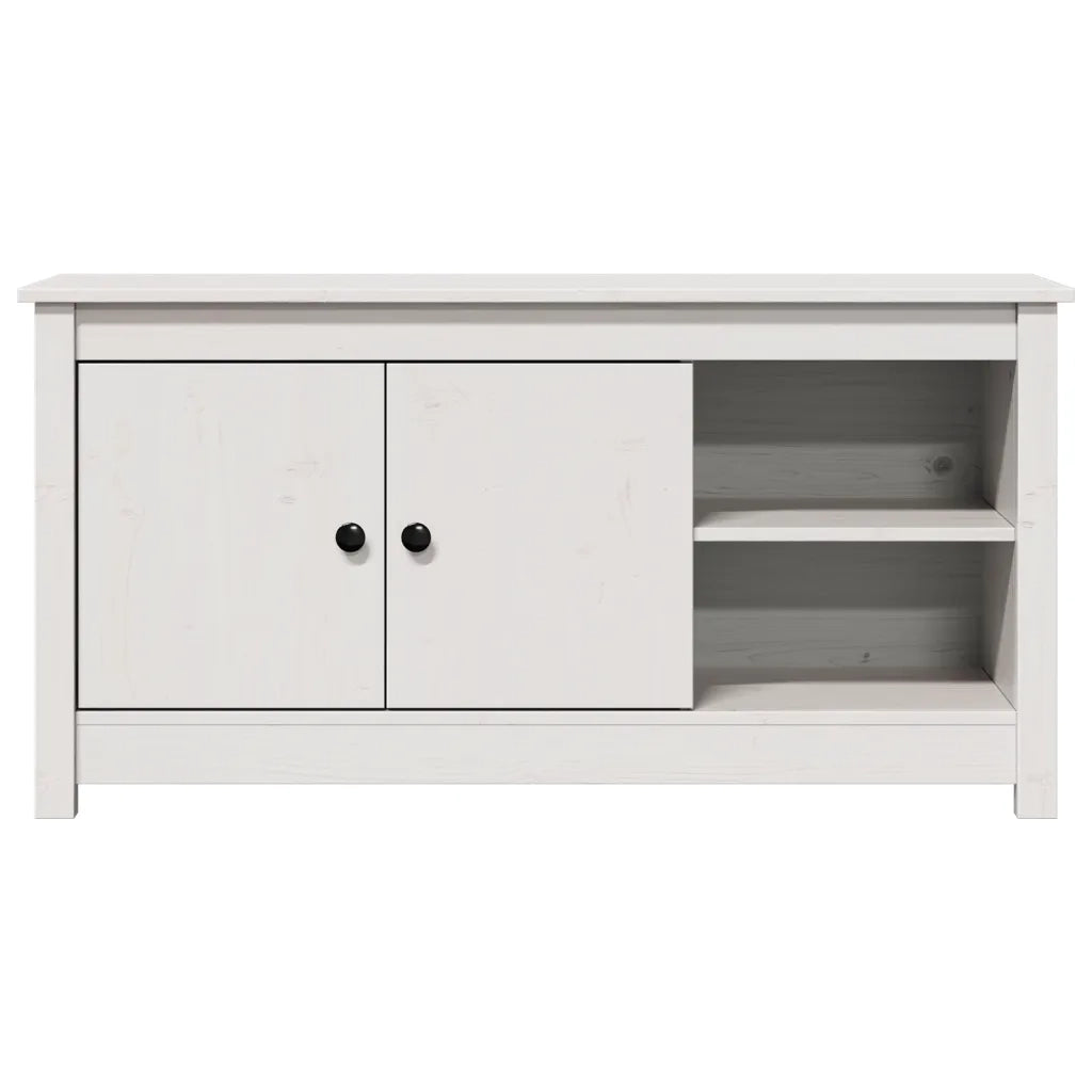 Mobile Porta TV Bianco 103x36,5x52 cm in Legno Massello di Pino 814590