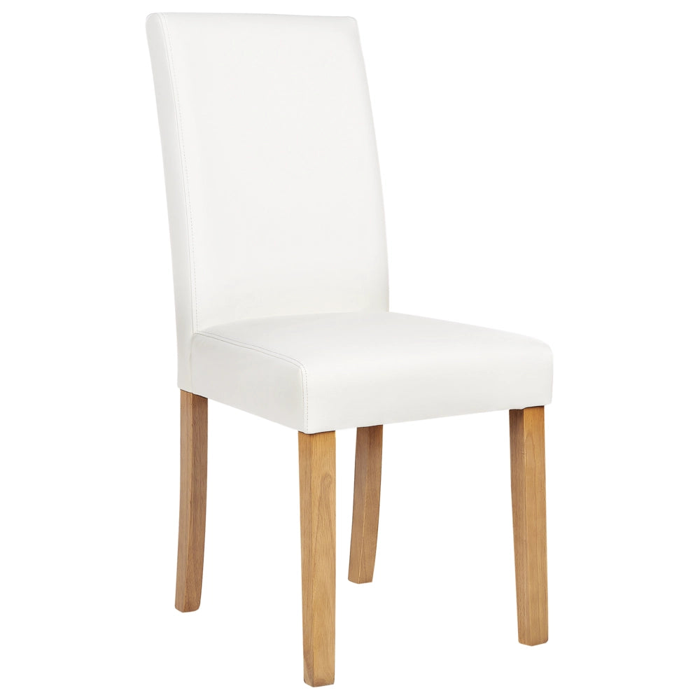 Set di 2 sedie da pranzo bianche con gambe in legno ecopelle moderne