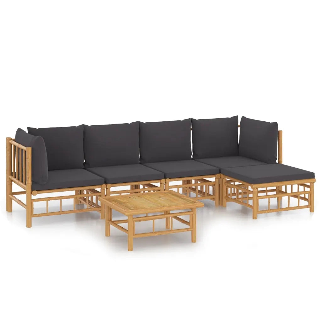 Set Salotto da Giardino 6pz con Cuscini Grigio Scuro BambÃ¹cod mxl 76334