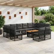 Set Divano da Giardino 13 pz Nero e Grigio scuro polyrattan 3438023