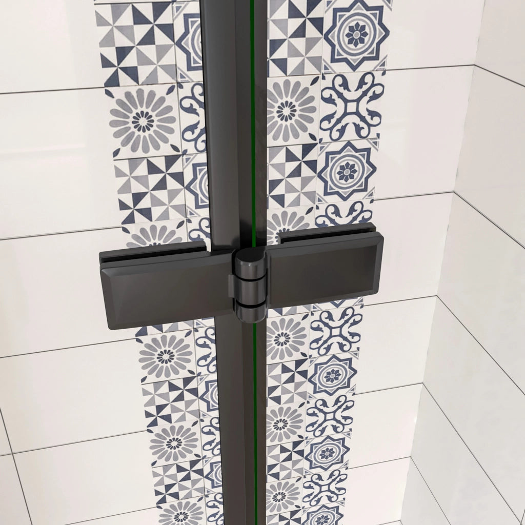 70x190 cm Porta Doccia per Nicchia Apertura Battente Pieghevole in Vetro Temperato Trasparente 5 mm Anticalcare Telaio Nero Opaco