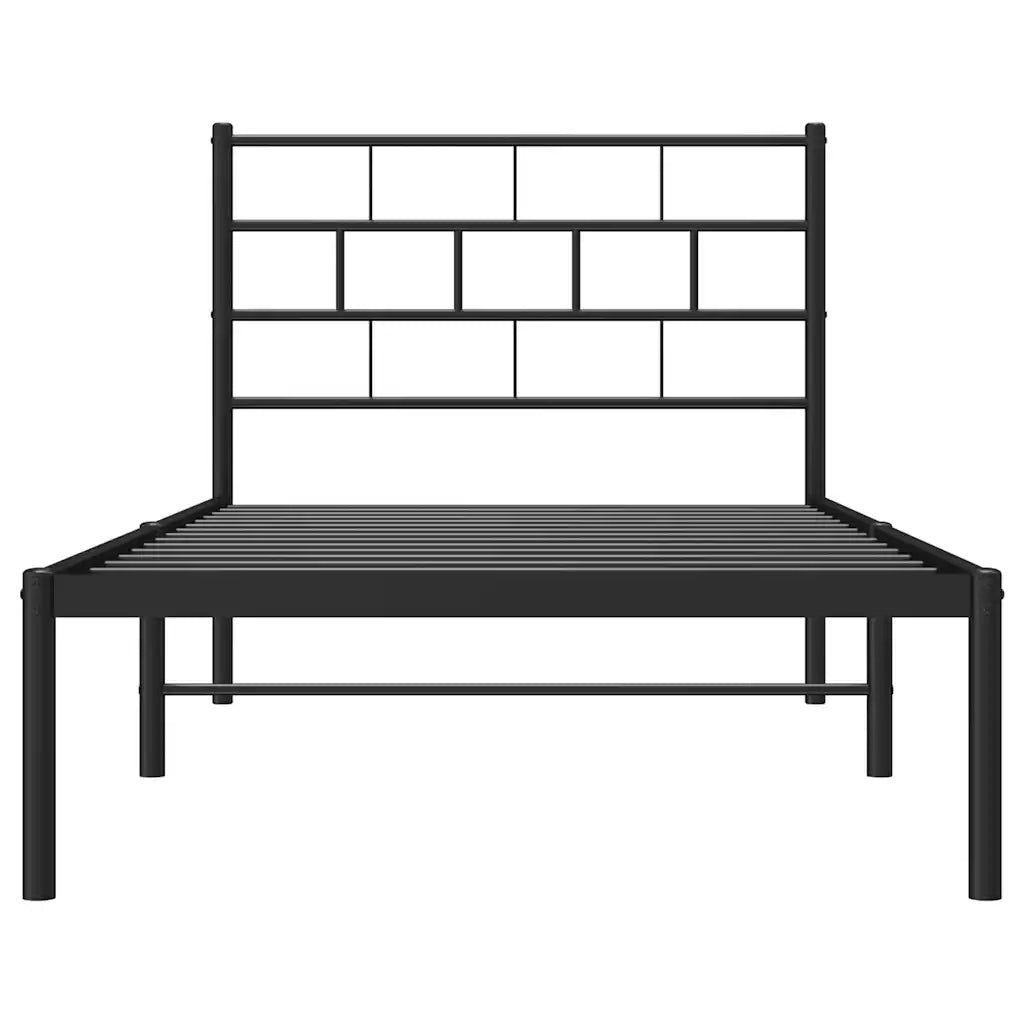vidaXL Giroletto con Testiera Metallo Nero 100x200 cm