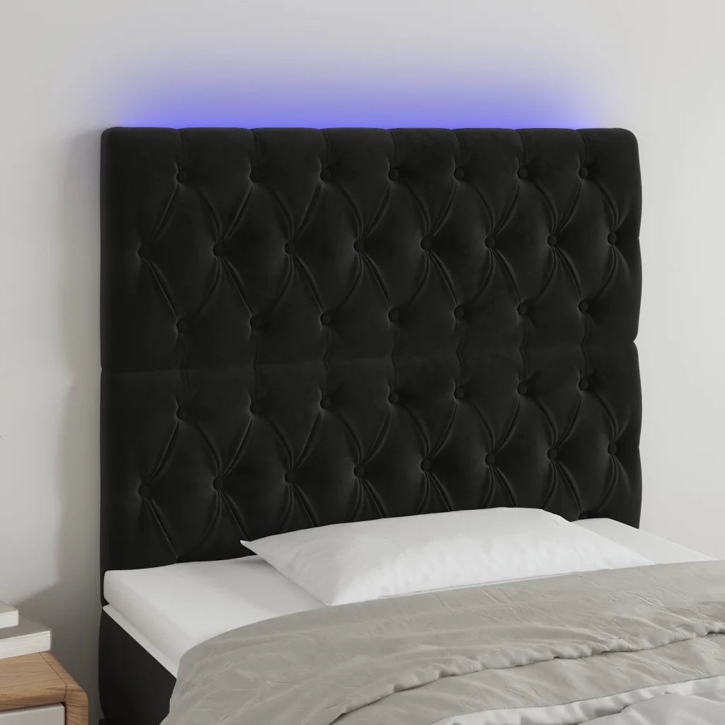 Testiera a LED-Testata con LED Nera 100x7x118/128 cm in Velluto