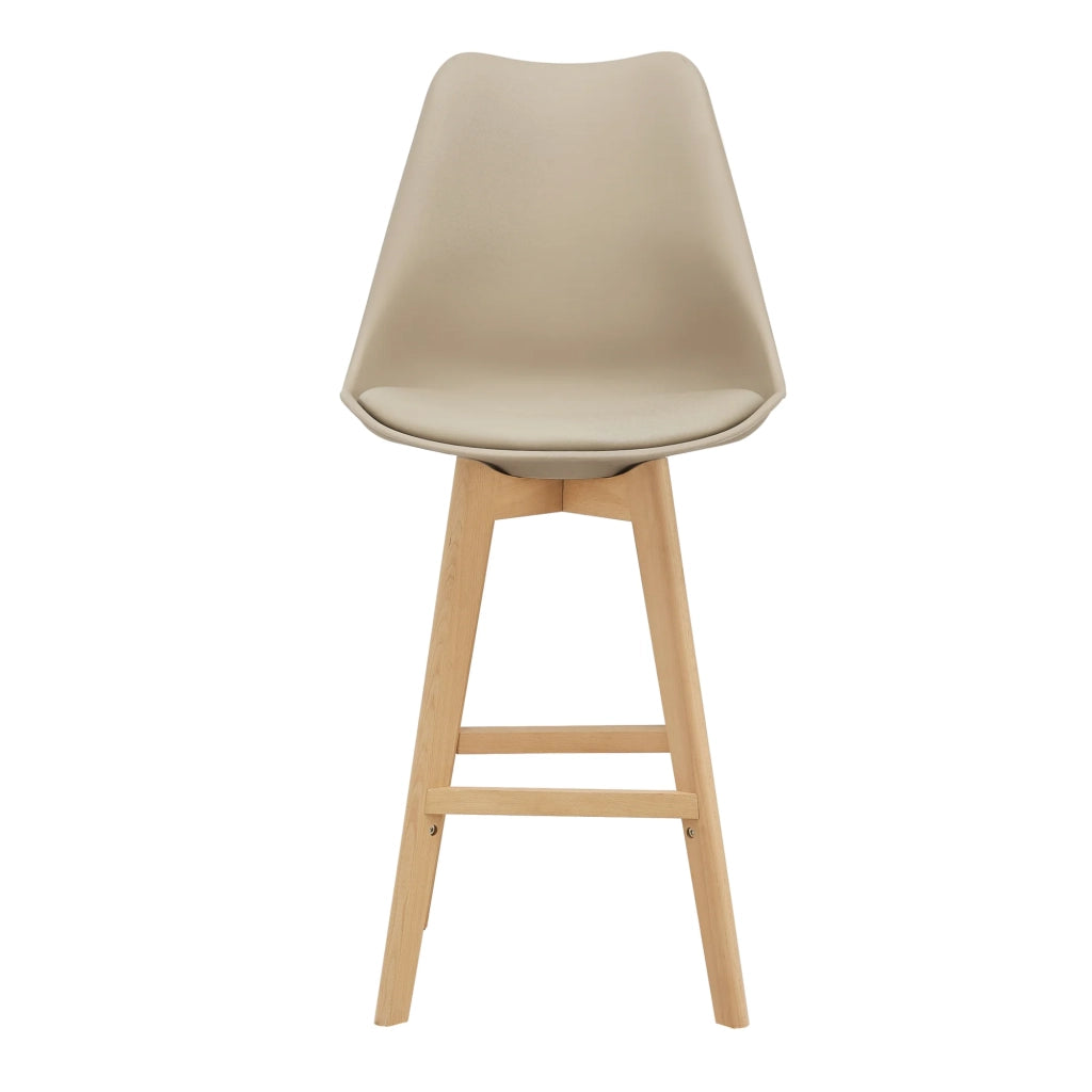 Set di 2 sgabelli da bar con seduta schienale e poggiapiedi imbottito 105 cm beige 03_0002776