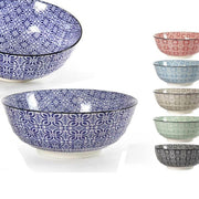 Trade Shop - Ciotola Tonda Multiuso Marrakech 21x21x8,2cm Ceramica Decorata Colori Ass 771590 -