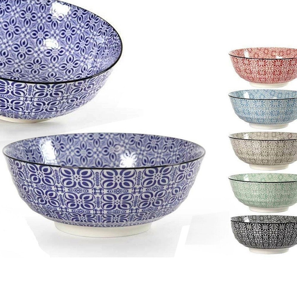 Trade Shop - Ciotola Tonda Multiuso Marrakech 21x21x8,2cm Ceramica Decorata Colori Ass 771590 -