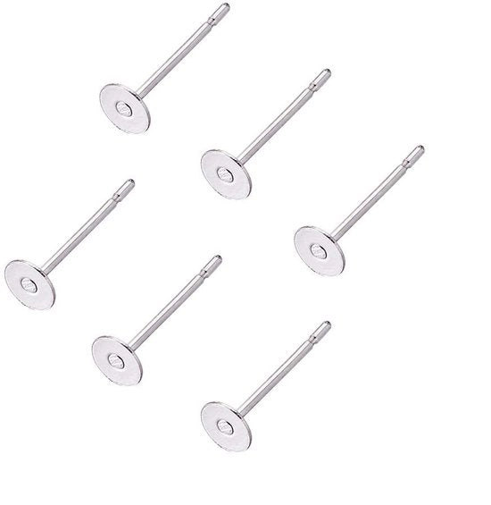 Orecchini 500 pezzi - Stud di Orecchino in Acciaio Inossidabile - Forma Tonda Piana - Lunghezza 12 mm - Larghezza 4 mm - Materiale Duraturo e Resistente alla Ruggine