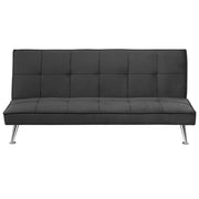Divano Letto Grigio A 3 Posti Imbottito Trapuntato Gambe In Metallo Click Clack