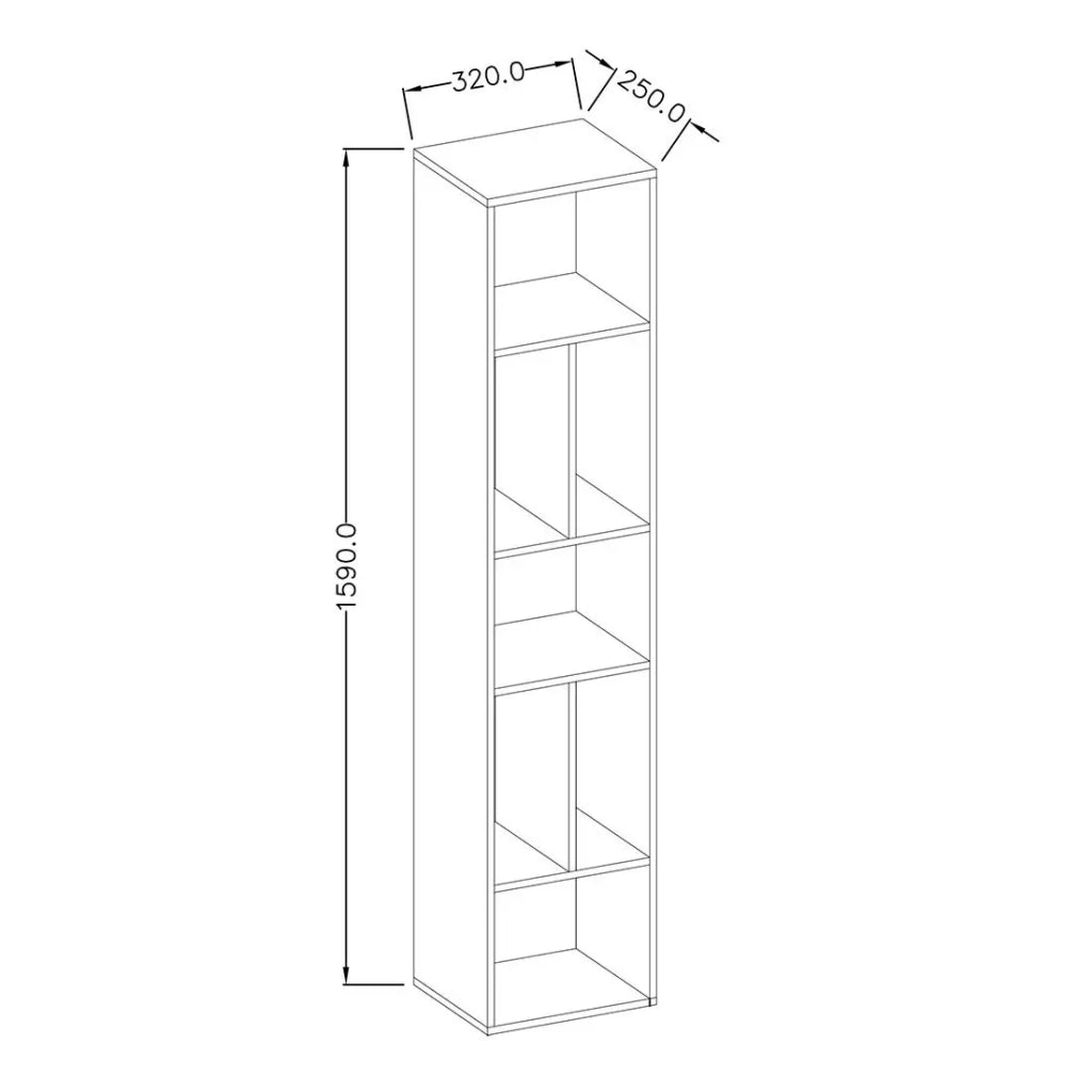 Biblioteca sospesa OHIO – Grigio antracite e quercia – L32 x H159 cm