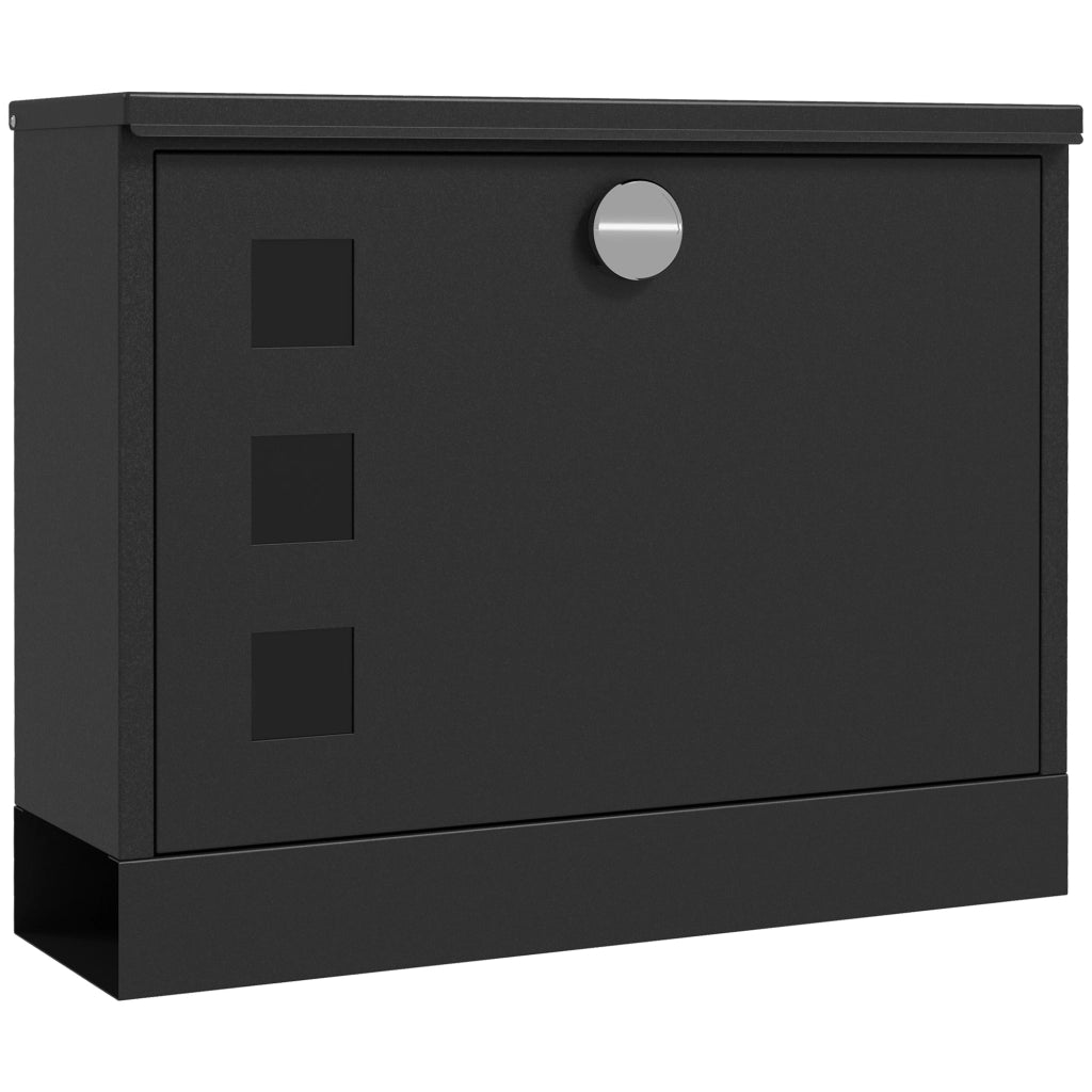 Cassetta postale da esterno in metallo nero con 3 finestre, chiudibile, 36,5 x 11,5 x 29 cm