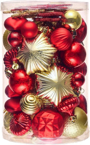 Decorazioni di Natale per Albero di Natale - 60 pezzi - Resistente ai shock - Set di palline di Natale in oro e rosso - Ideale per le Feste - Adatto per adulti
