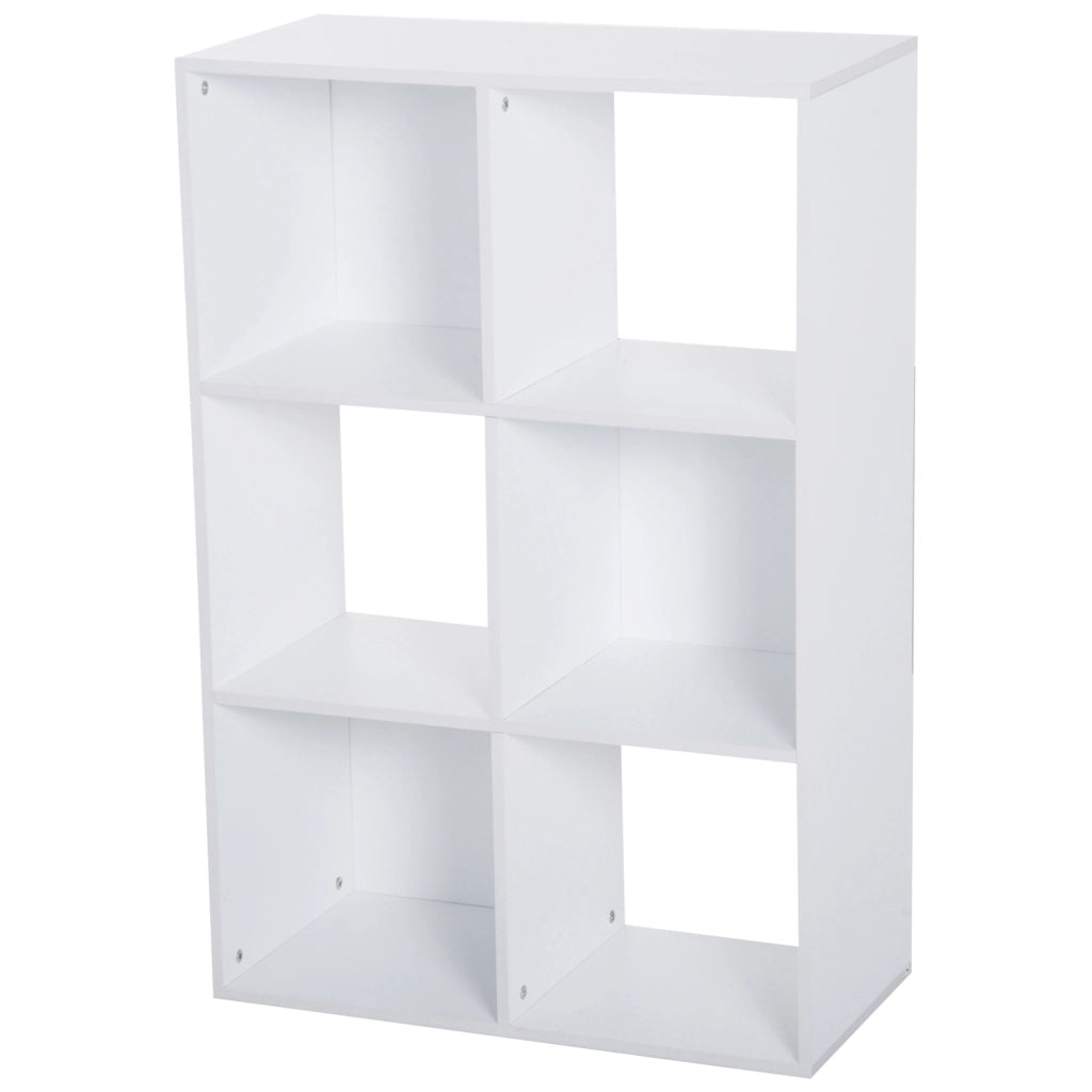EasyComfort Libreria Bianca per Casa e Ufficio, Scaffale dal Design Moderno con 6 Scomparti in Legno, 91.5x29.5x61.5cm