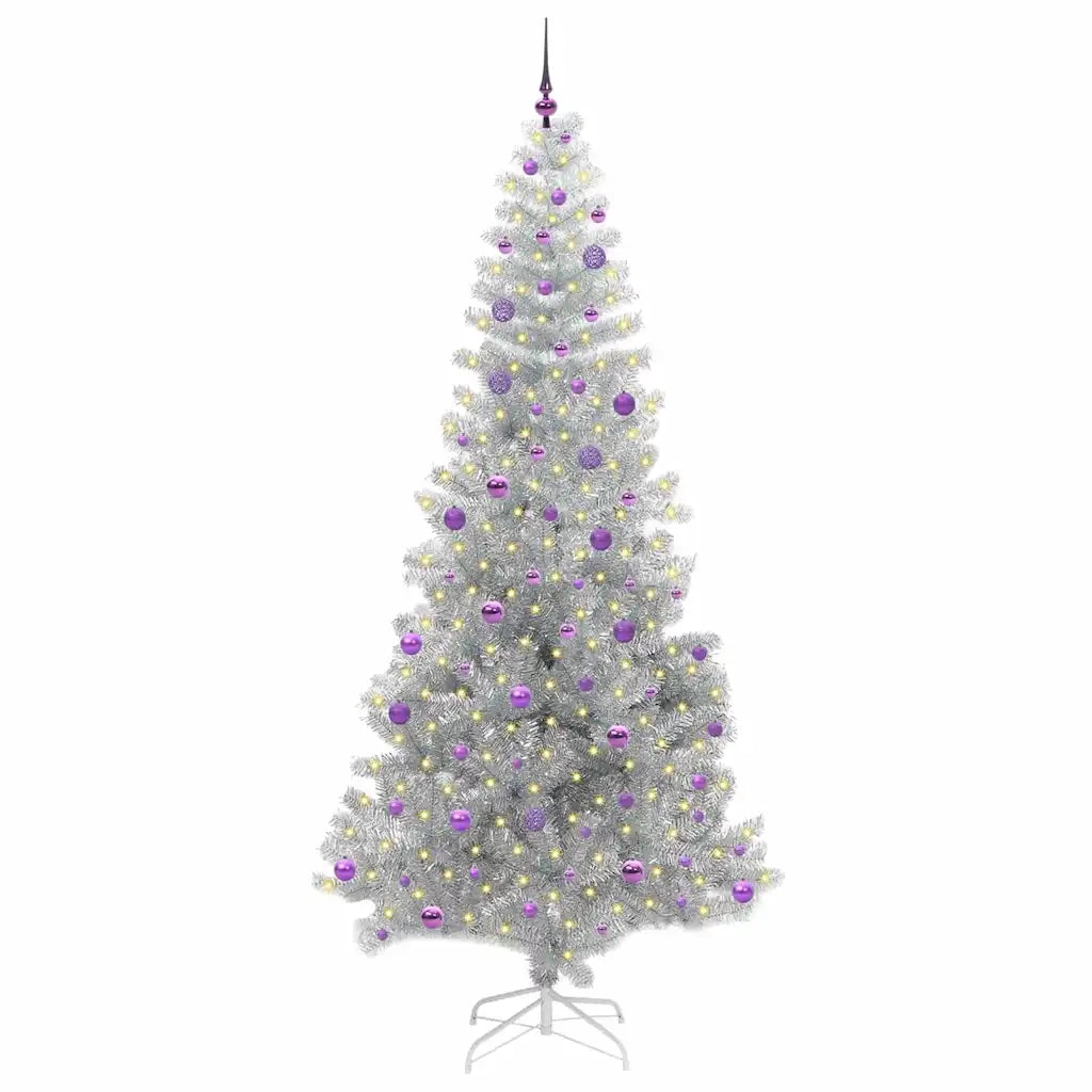 Albero di Natale con 300 LED con supporto Argento 240 cm PET 3396698