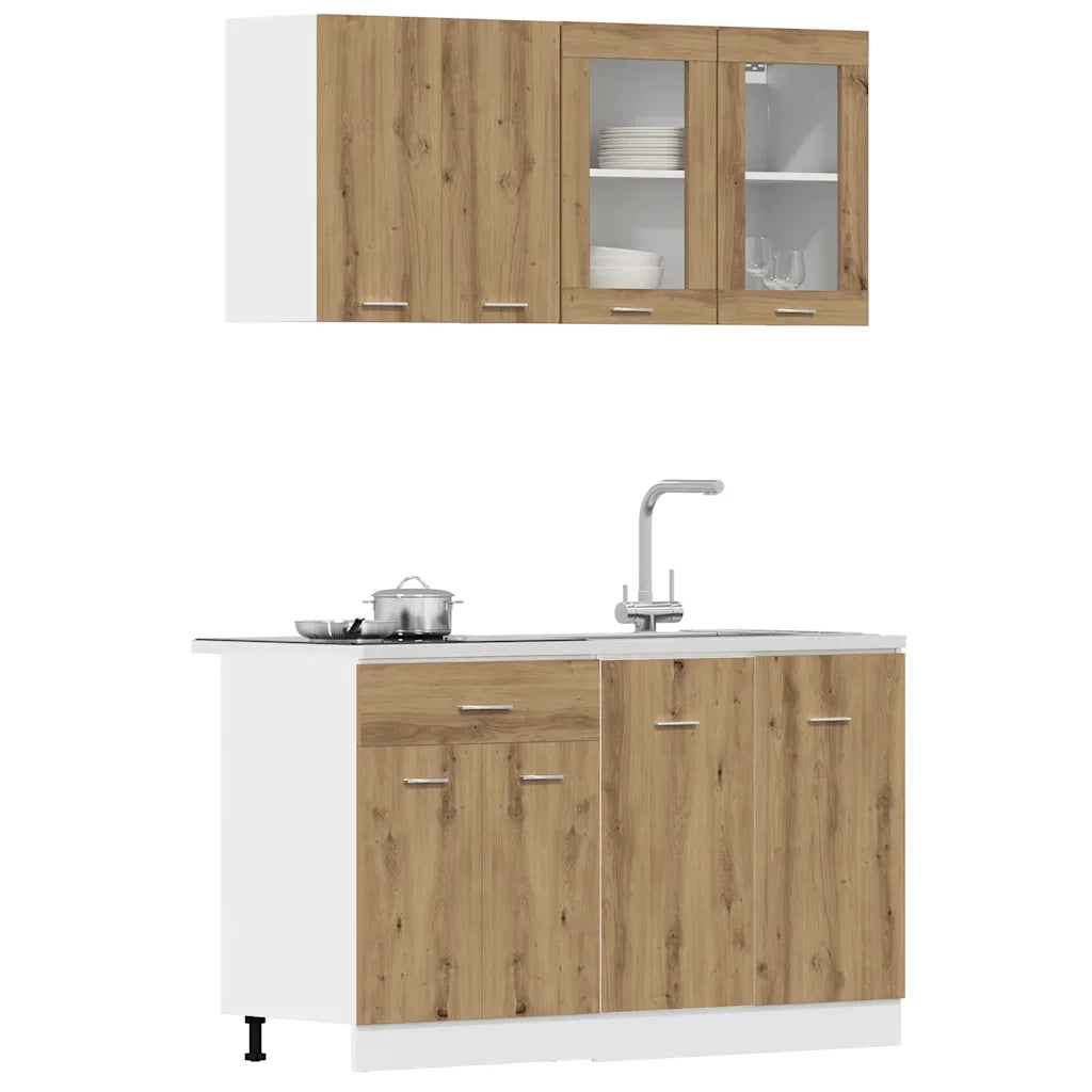 Set di Mobili da Cucina 4 pz Rovere Artigianale Truciolato