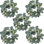 Corona di eucalipto - 5 pezzi - corona verde - pianta d'arte - decorazione 25 cm corona fogliare - decorazione estiva primaverile per porta finestra muro