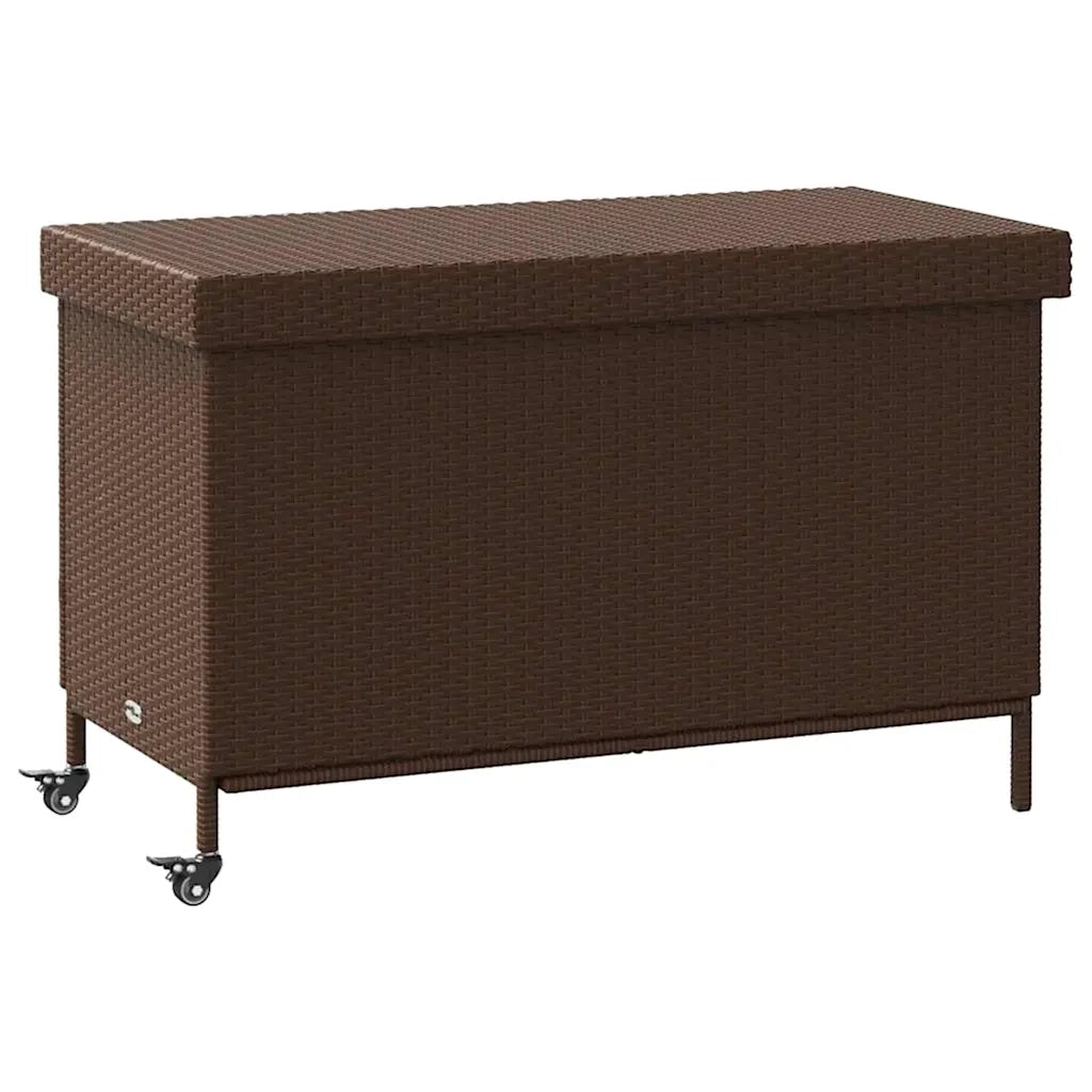Contenitore da Giardino con Ruote Marrone Polyrattan 4103827