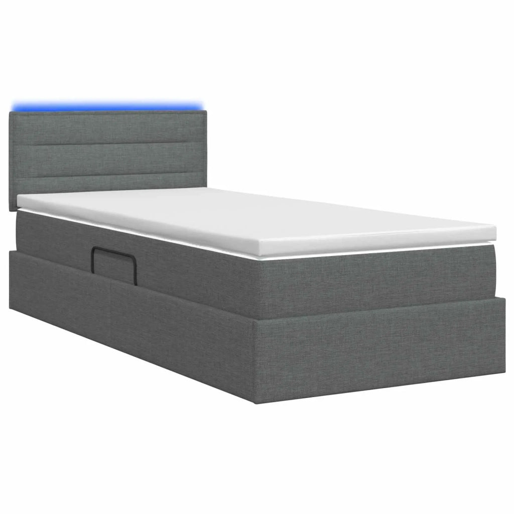Letto con contenitore LED e materasso Grigio Scuro 90 x 200 cm 3458974