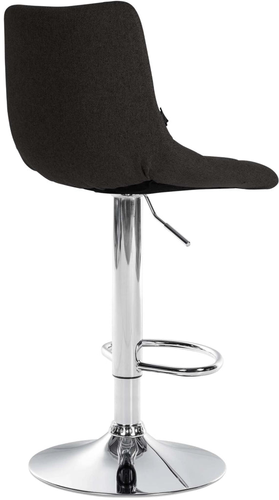 Sgabello Jerry in tessuto nero,cromo