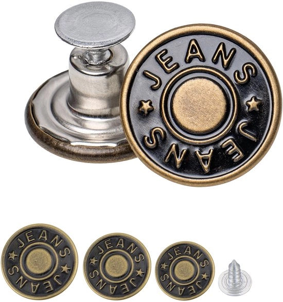 Set di bottoni per jeans da sostituire, 40 pezzi, con tre misure, bottoni in ottone, colore bronzo, bottoni per jeans con viti, bottoni per jeans da martellare, bottoni metallici per jeans, allargamento dei jeans
