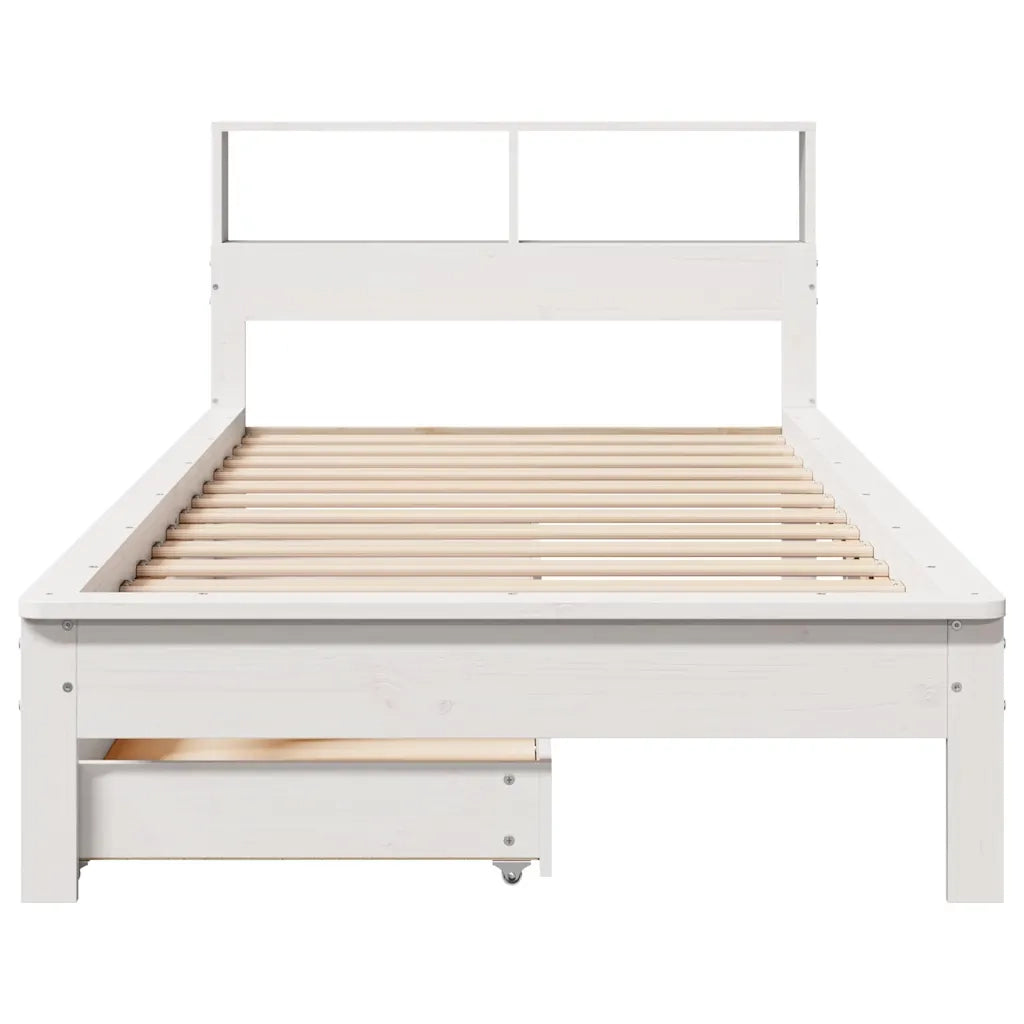 Letto Libreria senza Materasso Bianco 90x190 cm Massello Pino 3309831