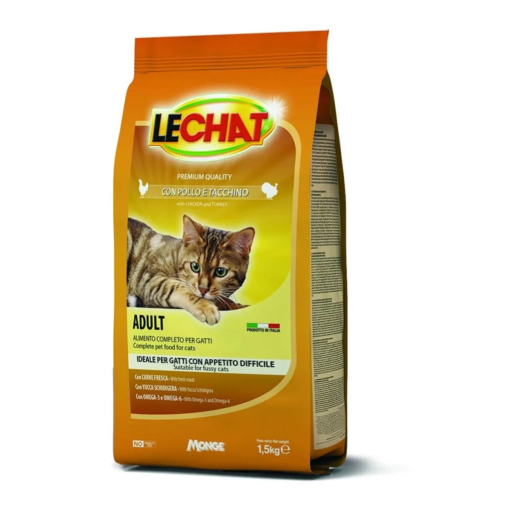 CROCCANTINI PER GATTI 'LE CHAT' pollo e tacchino - kg 1,5  - MONGE