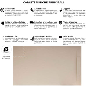 Piatto Doccia in Pietra 80x170 cm Bonussi Ardesia Calcutta Crema