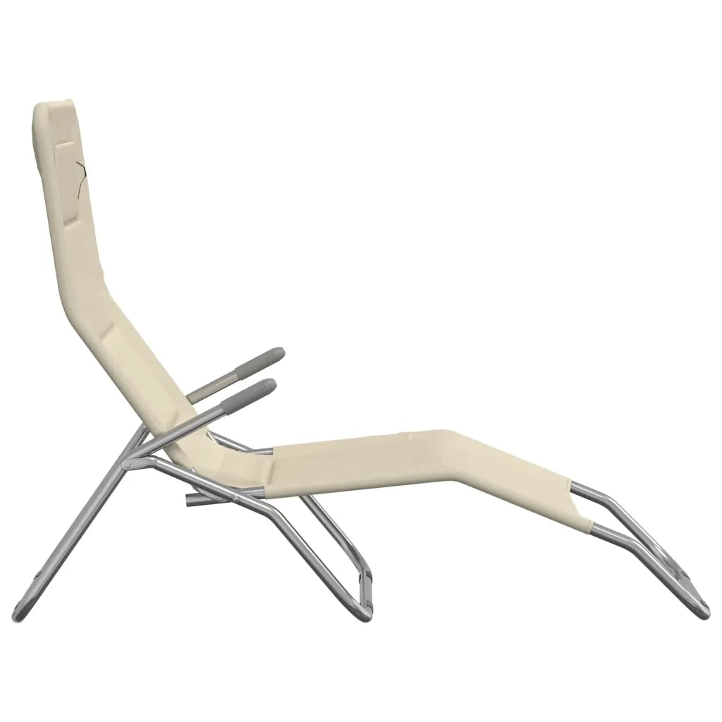 Sedie Pieghevoli 2pz Crema Textilene Acciaio Verniciato Polvere 360173