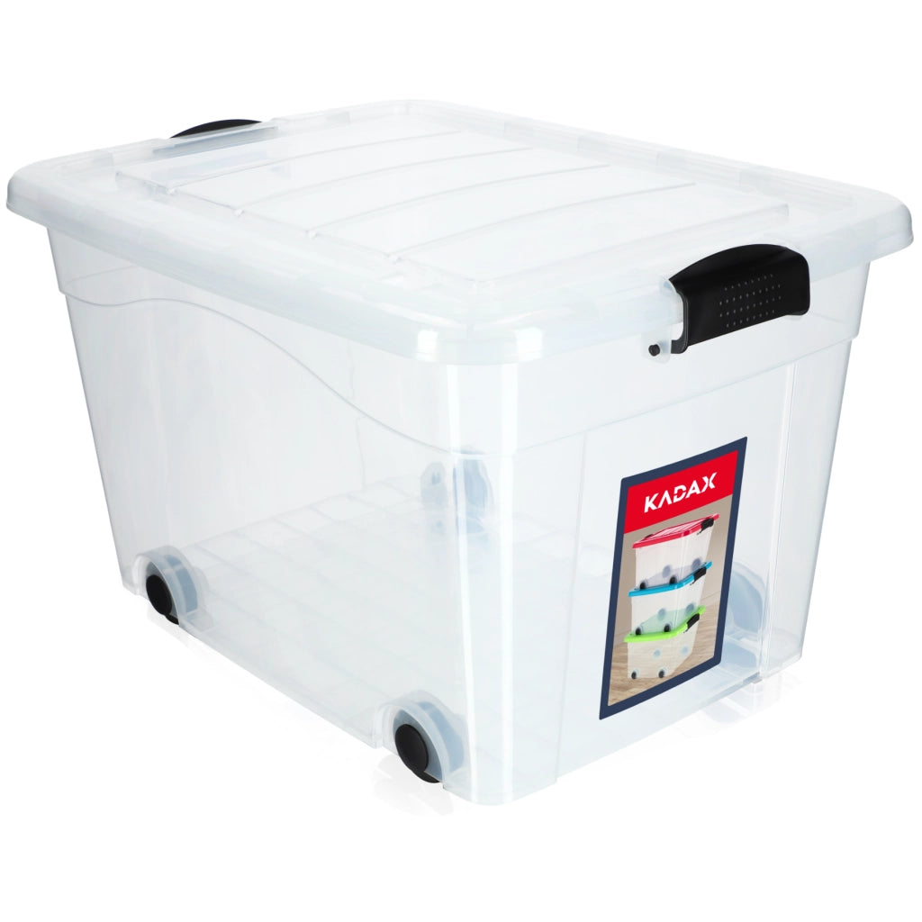 Contenitore per giocattoli KADAX, grande scatola con ruote, in plastica, grande 60 litri