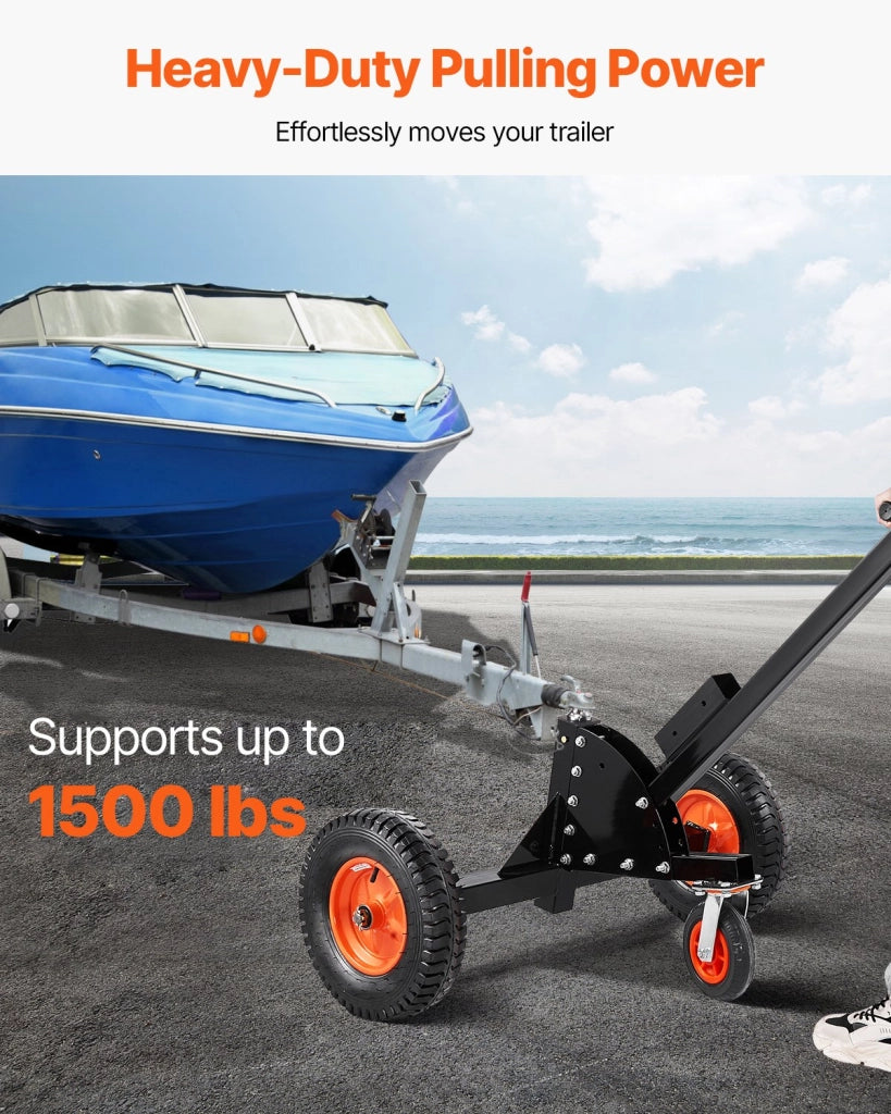 Carrello Sposta Rimorchio QYC1500 Regolabile 560-660 mm con Sfera 50,8 mm, Ruote 386,1 mm, Portata 680,4 kg, per Officina e Garage