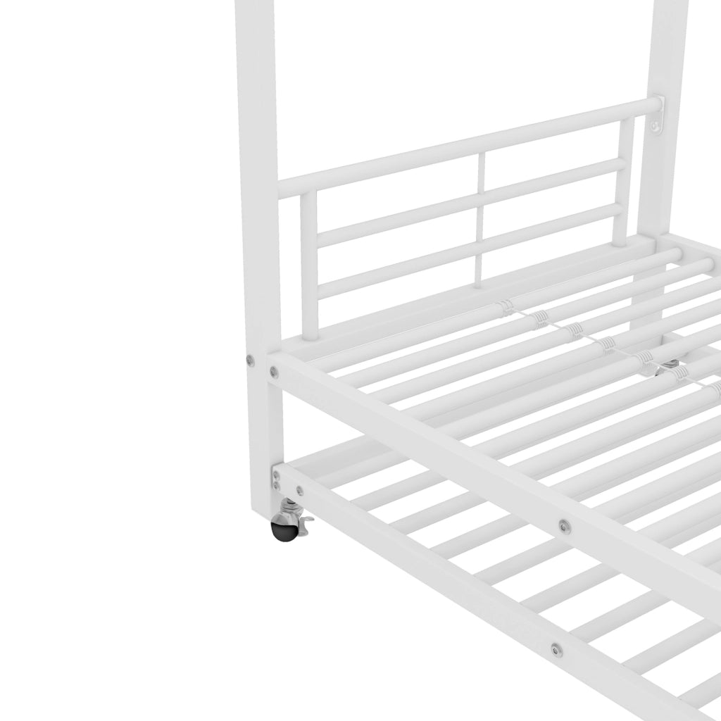 Letto a castello in metallo bianco con letto estraibile 90x200 cm e 90x190 cm