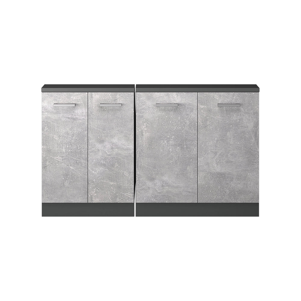Mobile cucina sottotetto R-Line Calcestruzzo/Antracite 140 cm Set di 2 Vicco