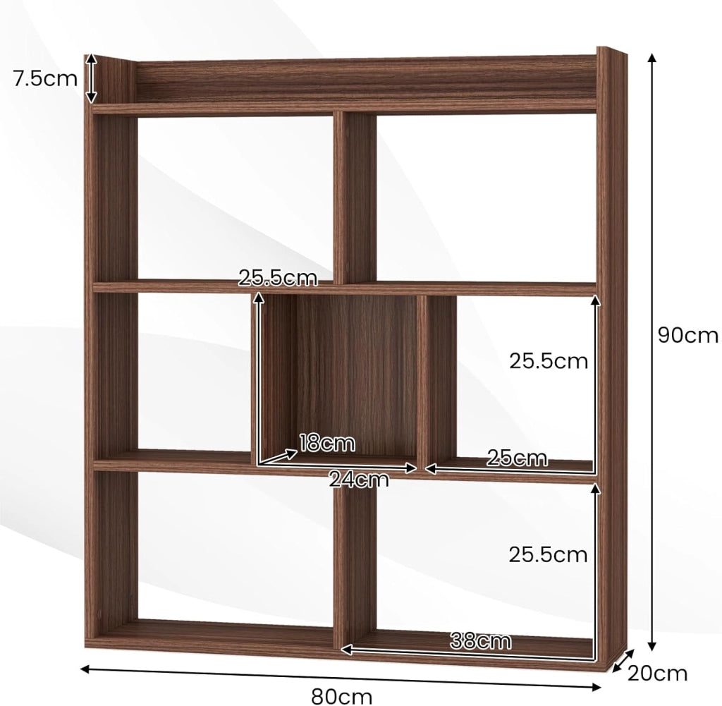Libreria, scaffale con 7 cubi, divisorio con protezioni antiribaltamento, mensola cubo per camera da letto, ufficio, soggiorno, 80 x 20 x 90 cm (bianco)