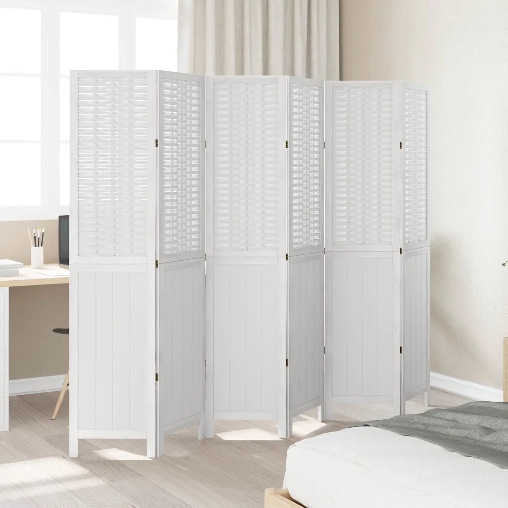 Divisorio Ambienti | Divider per stanze | Paravento 6Pannelli Bianco Legno Massello di Paulownia