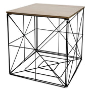 Set di 6 Tavolini Kalin 38x38x40cm Top Naturale+struttura Nera